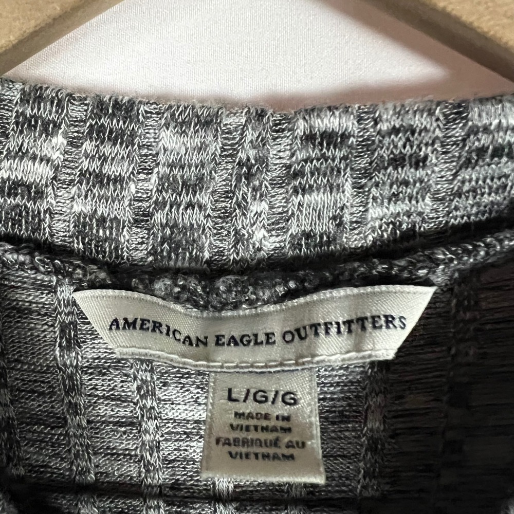 American Eagle Top Women Large Mock Gray Neck Knit Sleeveless Shell Blouse Boho - Picture 3 of 5